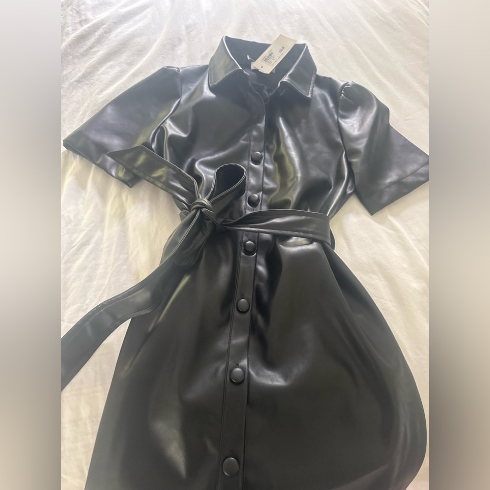Evereve Dark Vegan Leather Dress